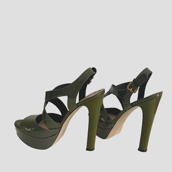 NIB AUTHENTIC MIU MIU  SLING BACK PLATFORM PATENT LEATHER PUMPS - Picture 2 of 6